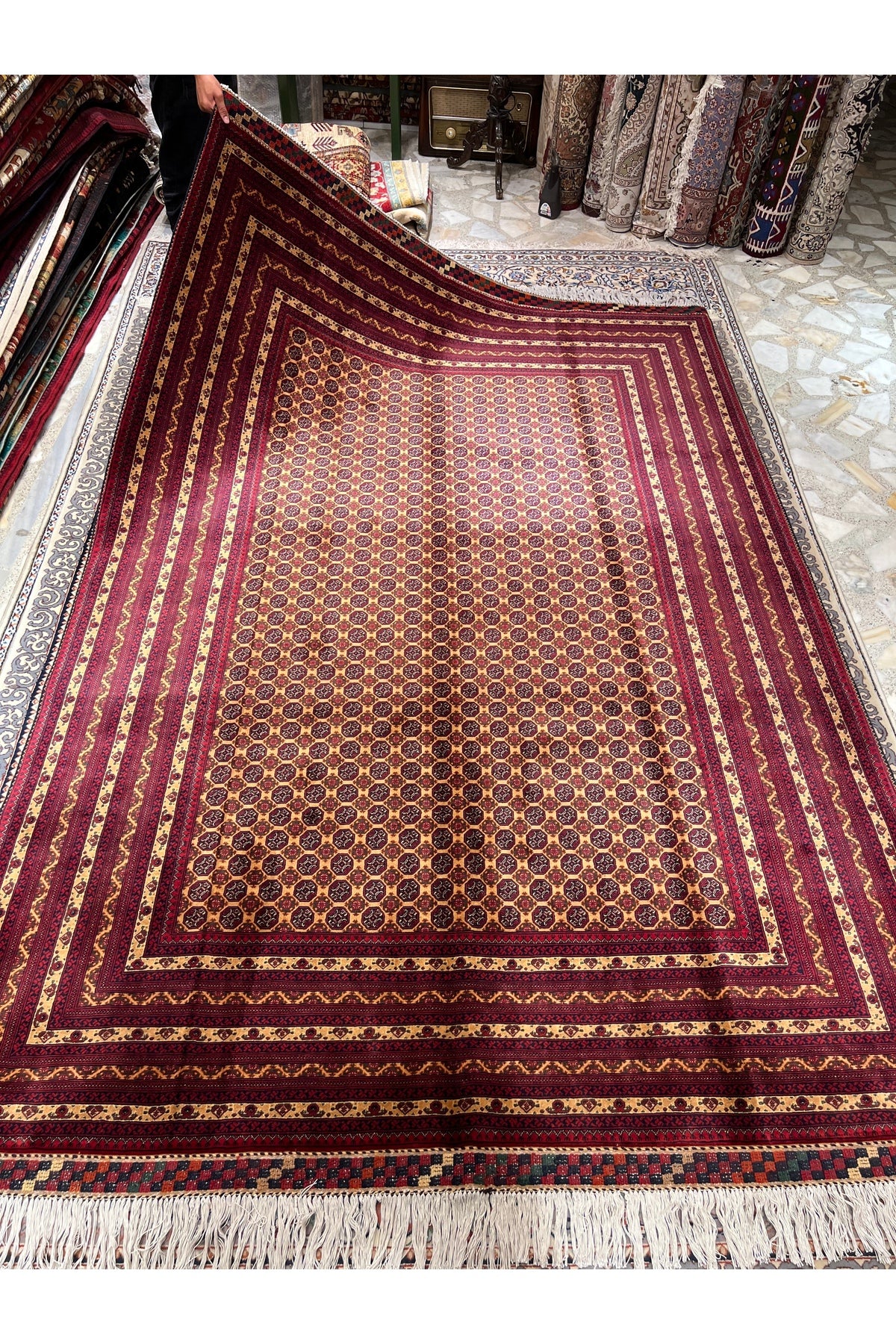 RD RAMAZAN DAG Hand Rug Art Hand-Woven Afgan Hoca Roshnai Rug Size 300x200. - MALLTURK