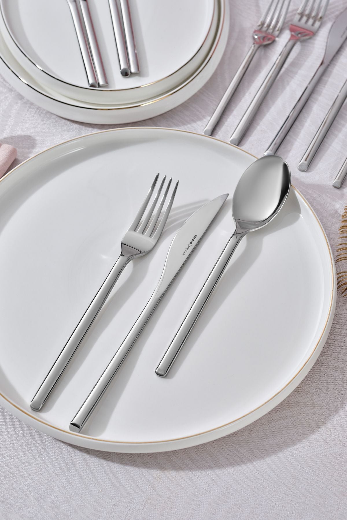 Karaca kendo 84 Piece 12 Place Setting premium Boxed Flatware Set - MALLTURK