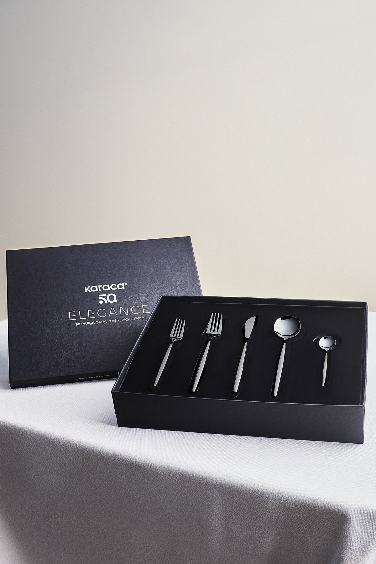Karaca orion black 30 Piece 6 Place Setting Flatware Set - MALLTURK