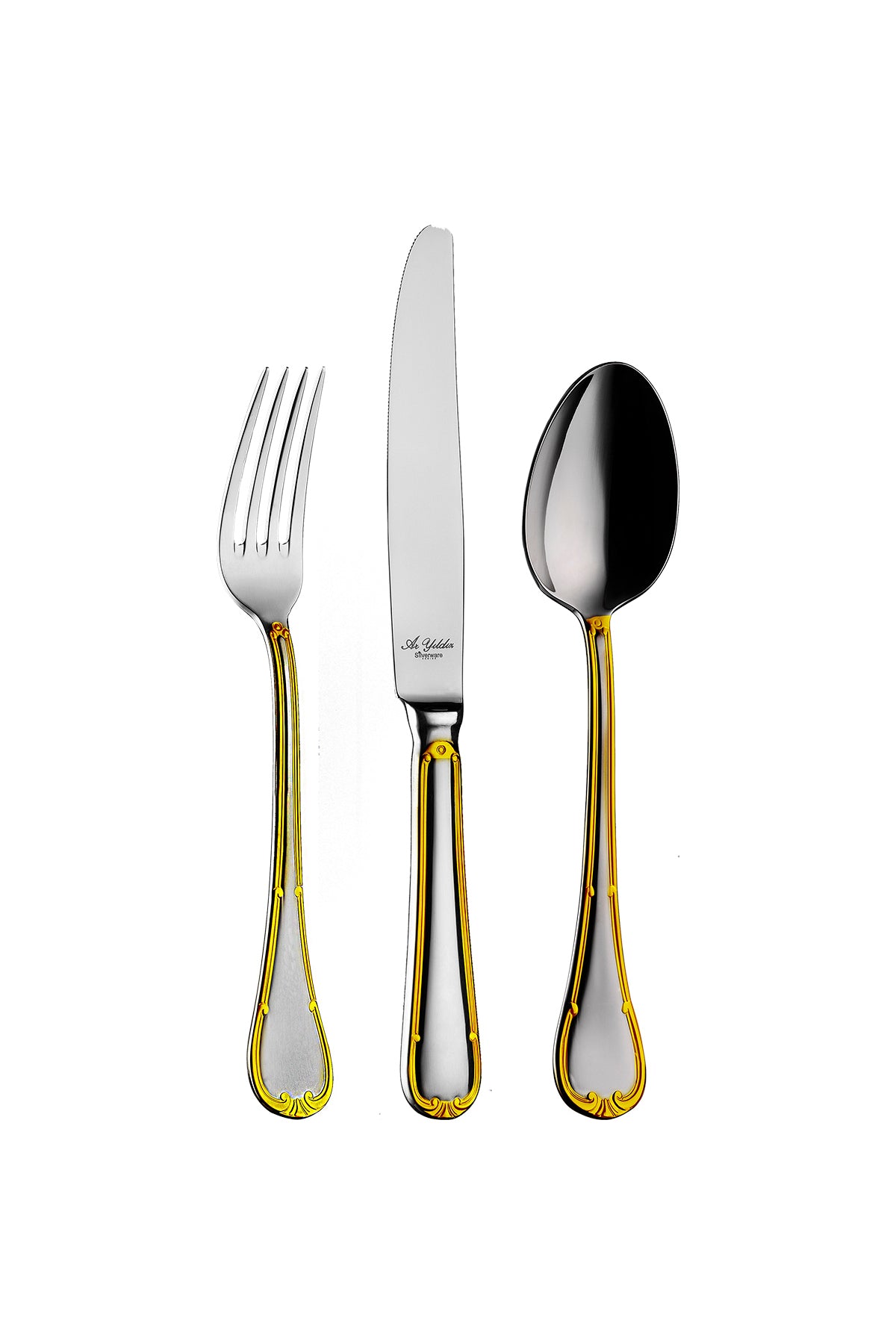 Aryildiz tulip antik seri plus 84 Piece 12 Place Setting Flatware Set - MALLTURK