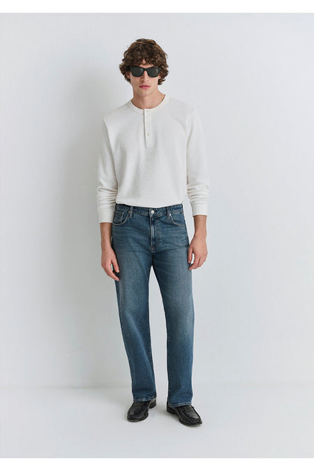 Marlon Classic Denim Foggy Jeans in Mavi 0019166-87850 - MALLTURK