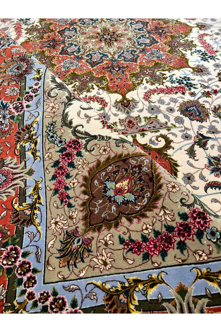 RD RAMAZAN DAG Hand Rug Art Hand-Woven Iranian Tabriz Rug Silk Fringe with Silk Weave Premium Quality Size 300x200 - MALLTURK