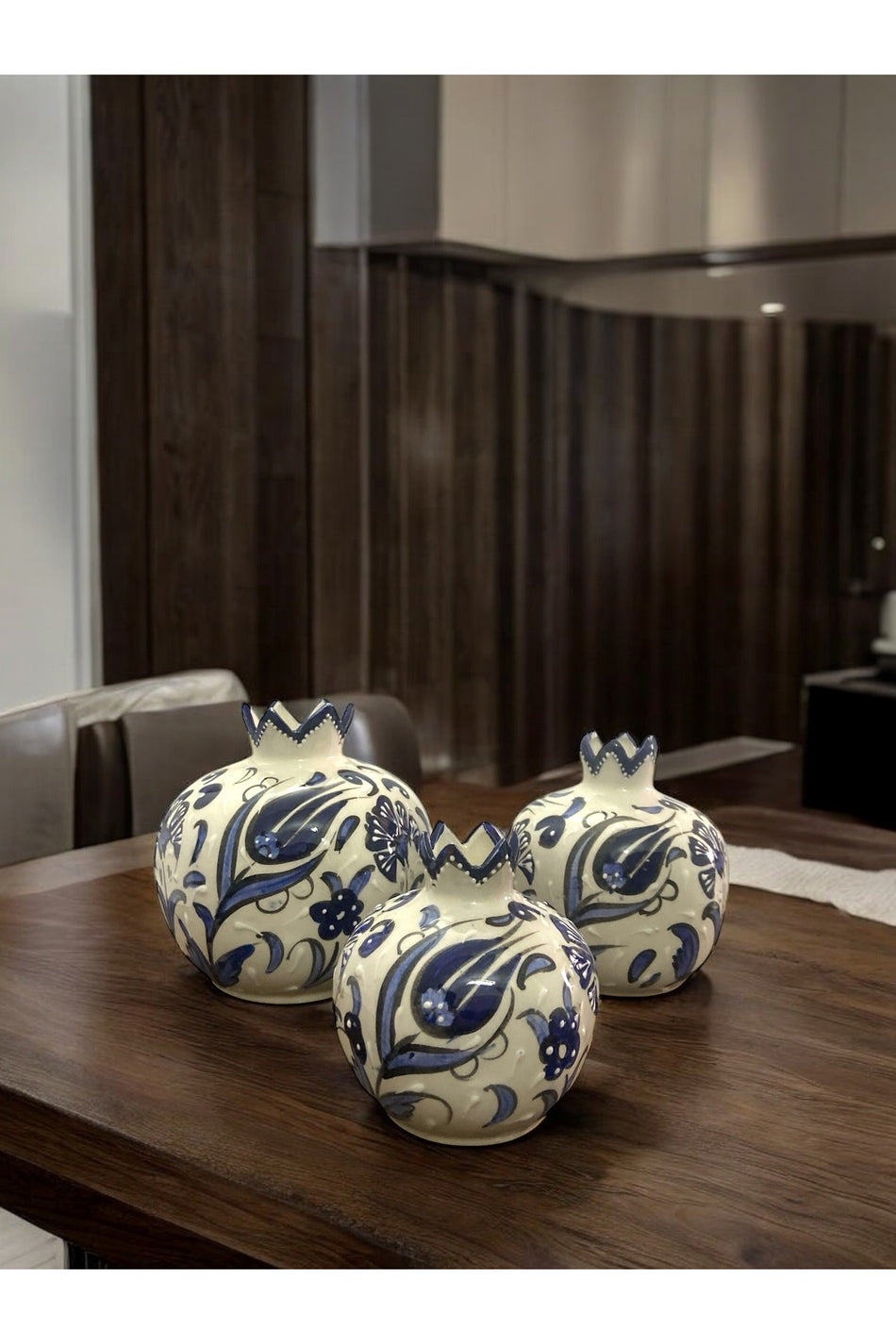 STORESZA Decorative Handmade Tile Pomegranate Set Blue White - 3 Parca - MALLTURK
