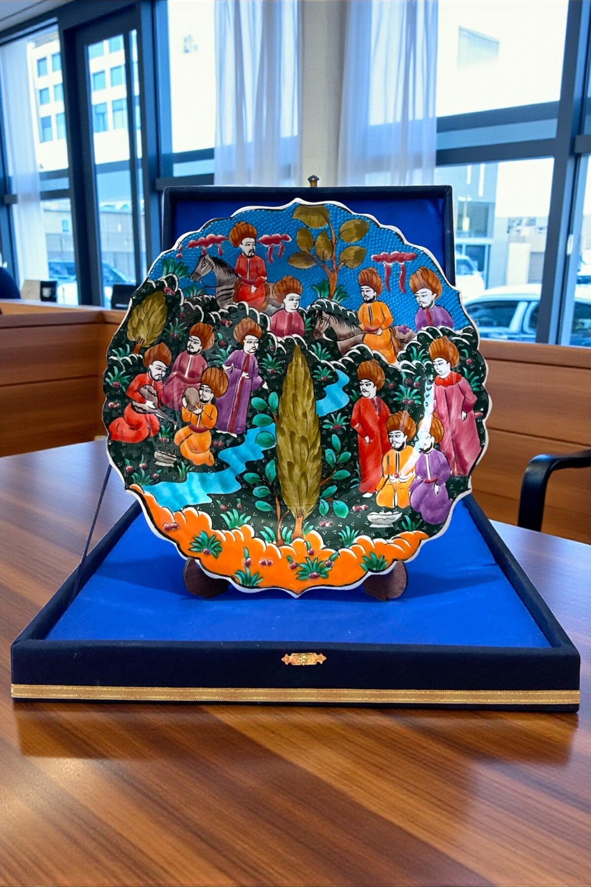 YOOS Velvet Gift Box 30Cm Handmade Ottoman Miniature Art Tile Plate - MALLTURK