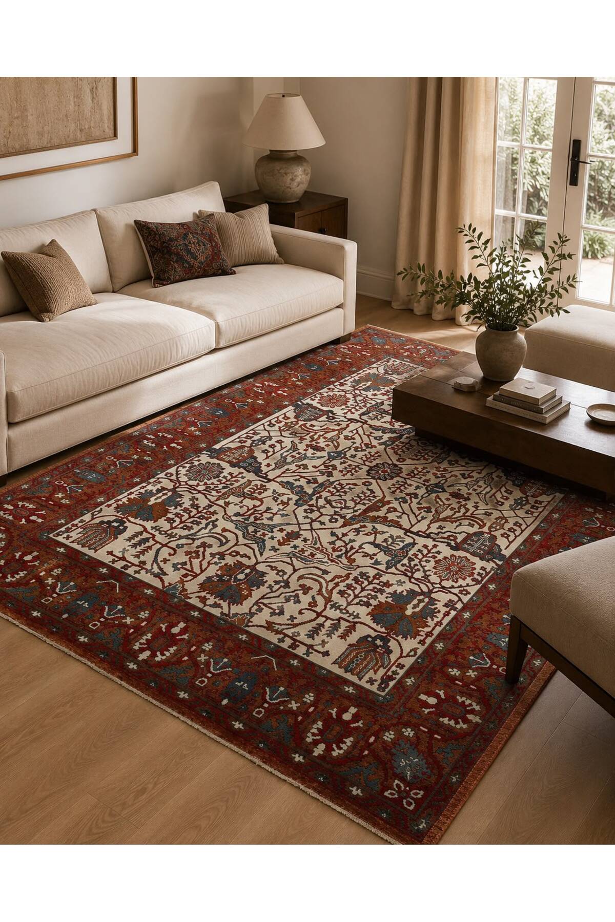 Vog Rug Usak Pattern Burgundy Hand-Woven Rug Traditional Vintage Salon Bedroom Anatolian Rug
