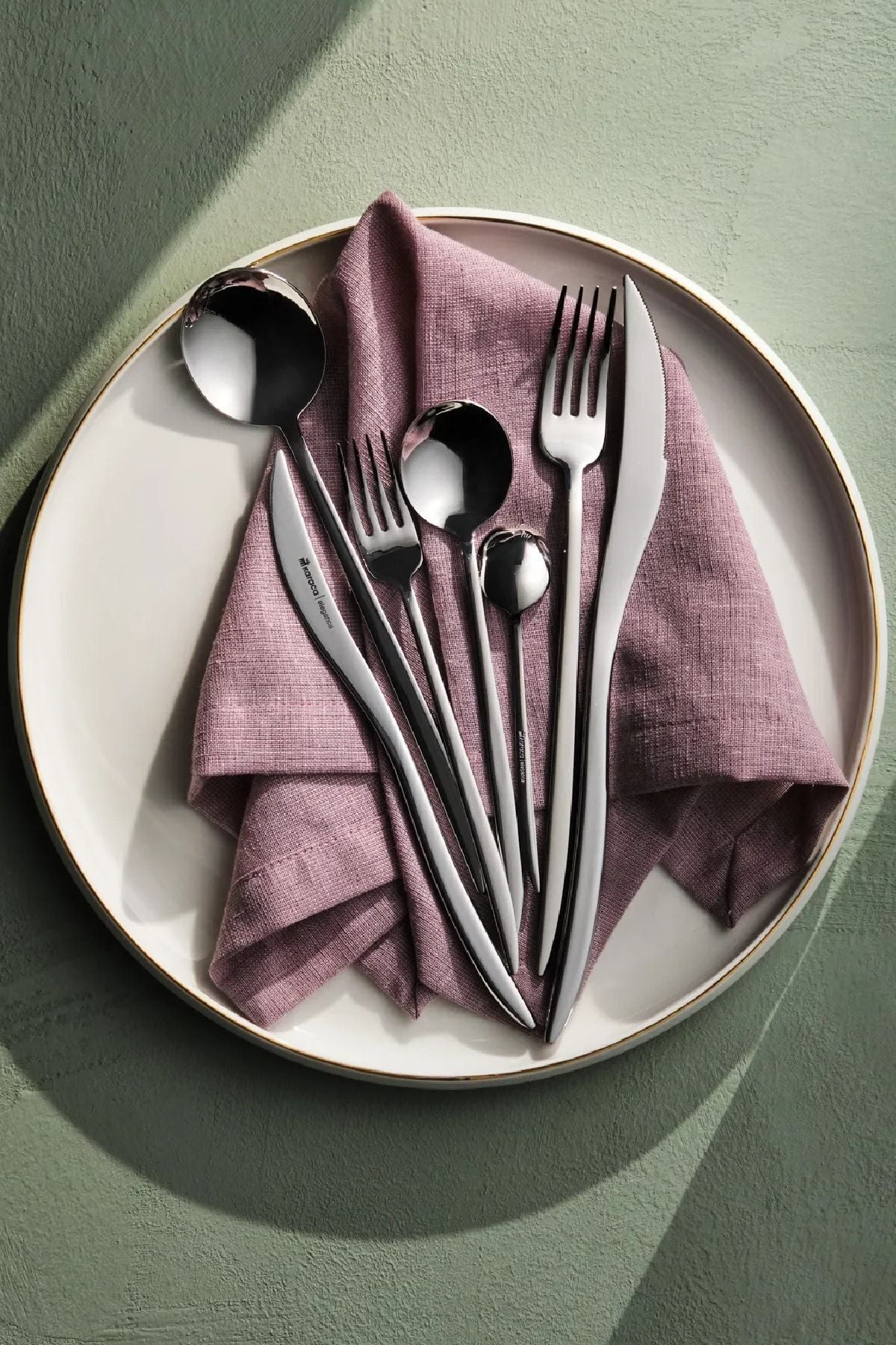 Karaca amour 84 Piece 12 Place Setting elegance Place Setting Flatware Set Boxed - MALLTURK
