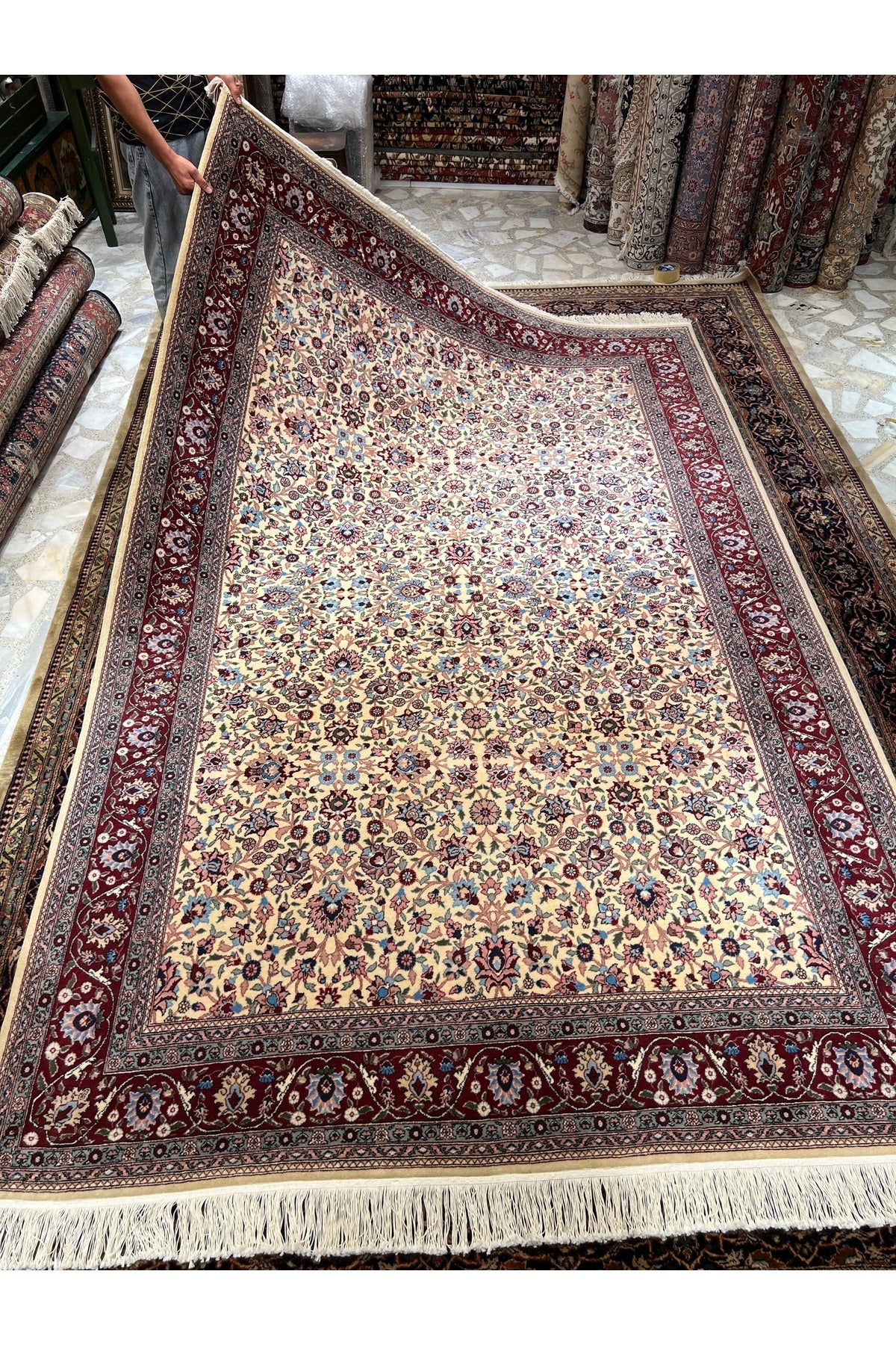 RD RAMAZAN DAG Hand Rug Art Hand-Woven Hereke Rug Lalezar Design Sumerbank Weave Size 300x200 - MALLTURK