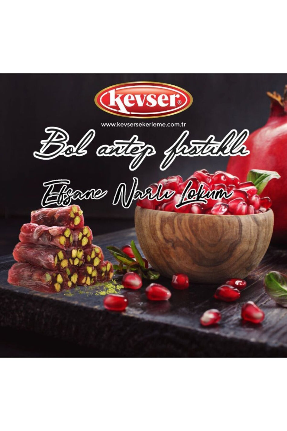 Genel Markalar Pistachio Pomegranate Flavored fitil Turkish Delight 500 g - MALLTURK