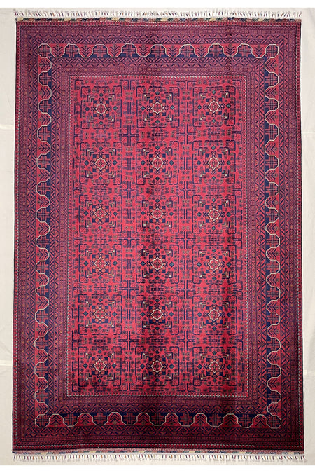 Afghan Rug Hand-Woven 6 Meter 100% Wool Natural Dye Handicraft ile Harika Yildiz Pattern