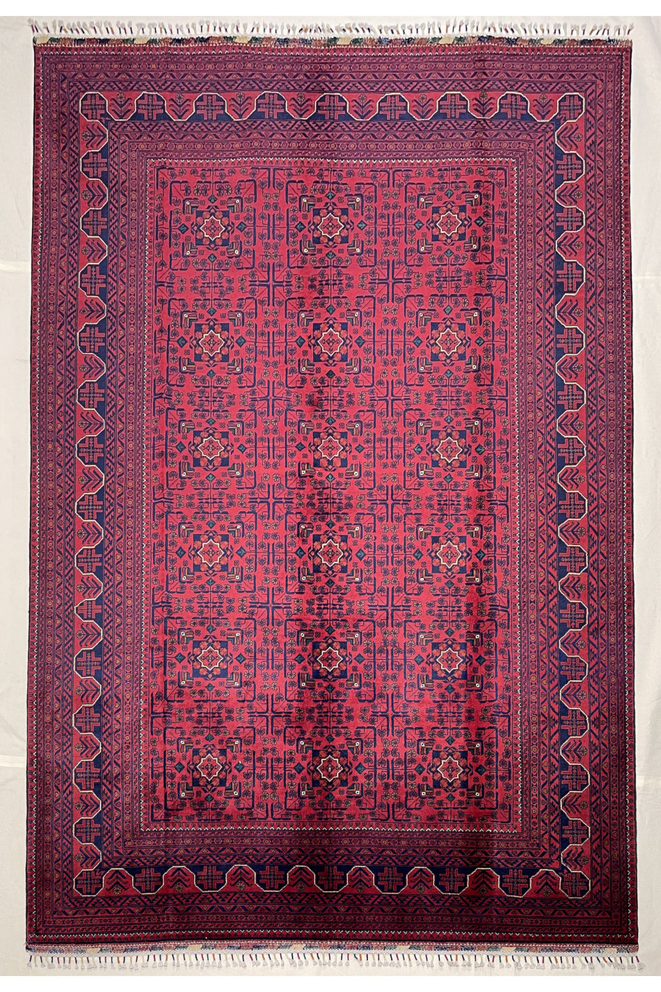 Afghan Rug Hand-Woven 6 Meter 100% Wool Natural Dye Handicraft ile Harika Yildiz Pattern