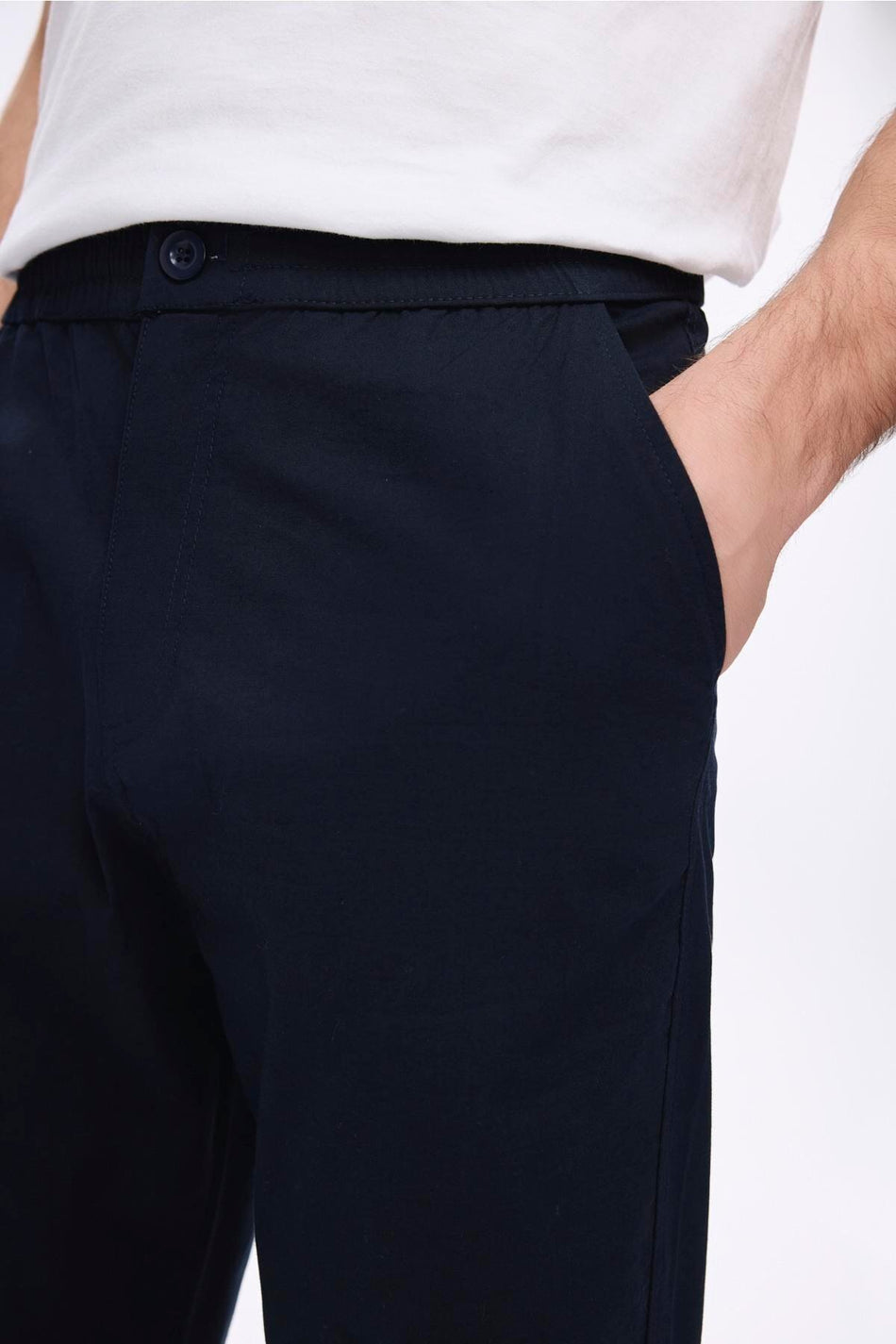 Men's Navy Blue Jogger Pants with Elastic Waist and Cuffs (4023)