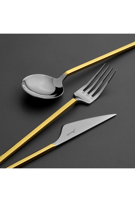 Jumbo 9100 altin 12 Place Setting 84 Piece Flatware Set - MALLTURK