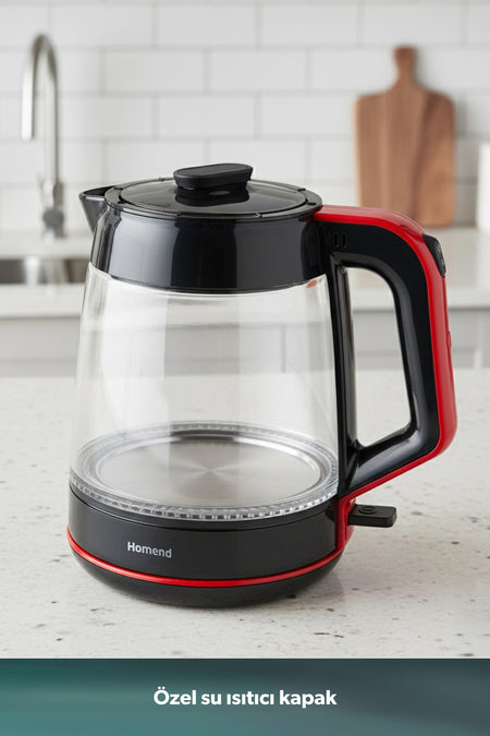HOMEND infinity XL 1764H Glass Tea Maker Black Red - MALLTURK