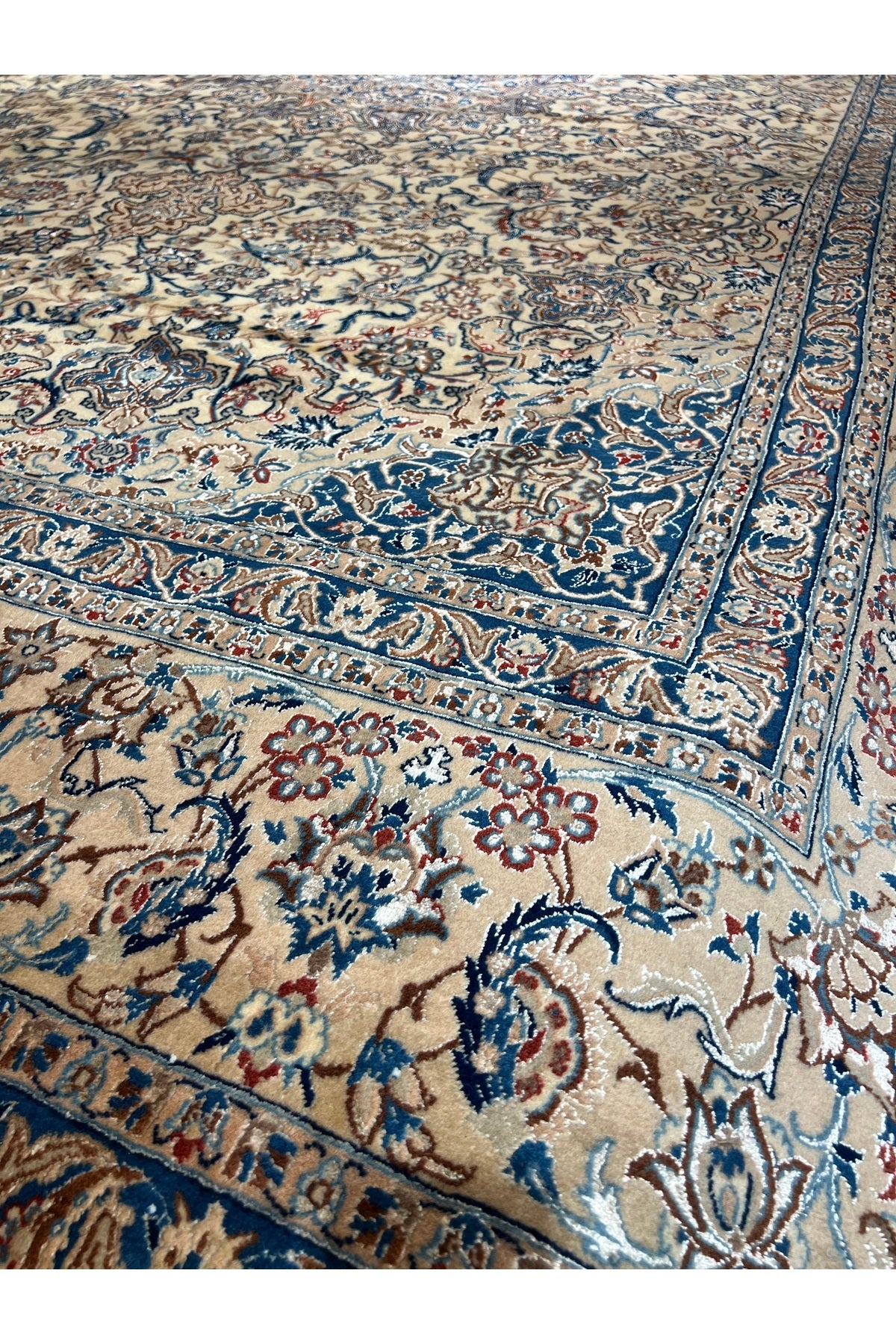 RD RAMAZAN DAG Hand Rug Art Hand-Woven Wool Blend Iranian Nain Rug Quality Magnificent Size 370x260 - MALLTURK