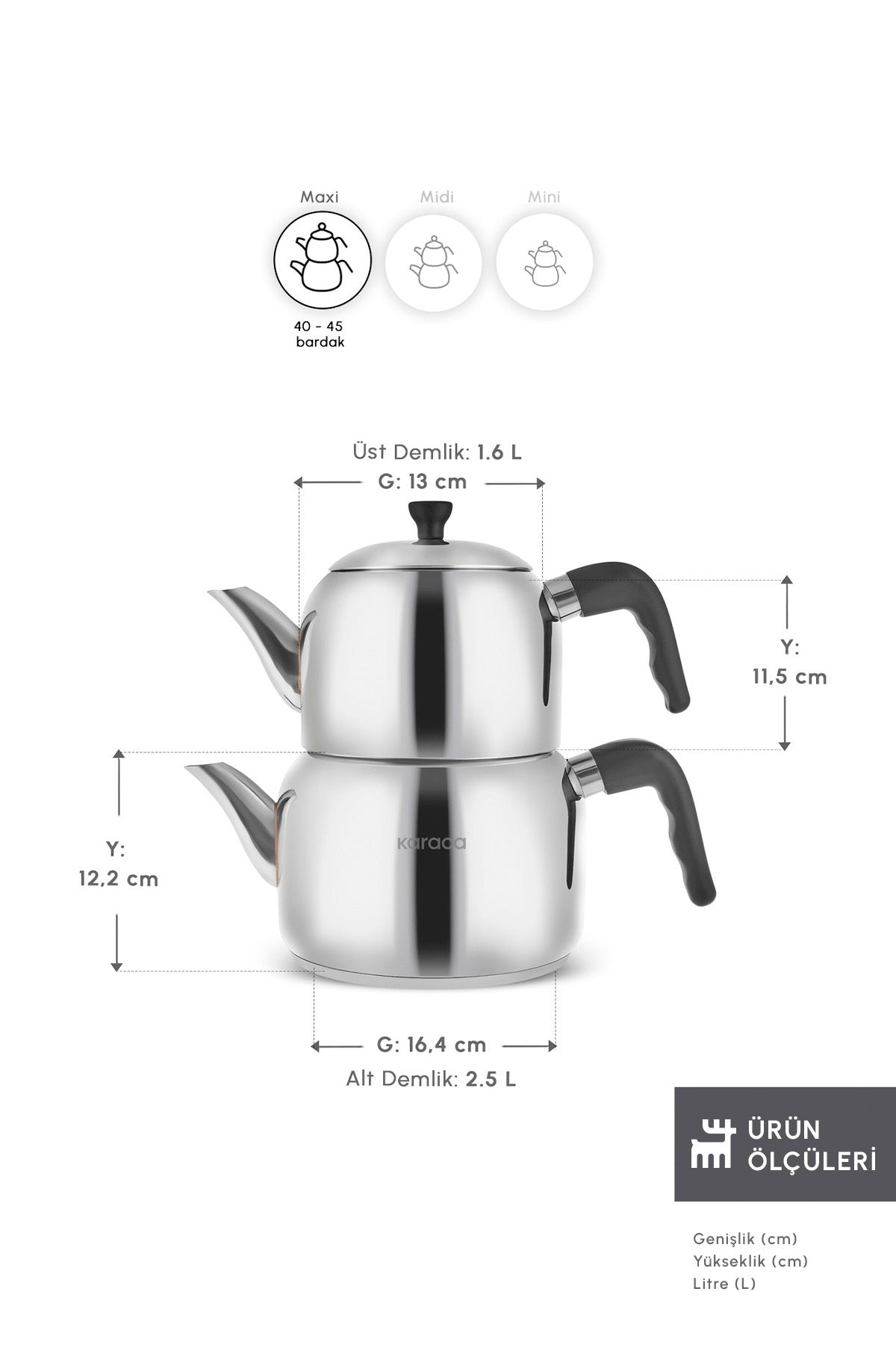 Karaca Nero Maxi Family Size Teapot - MALLTURK