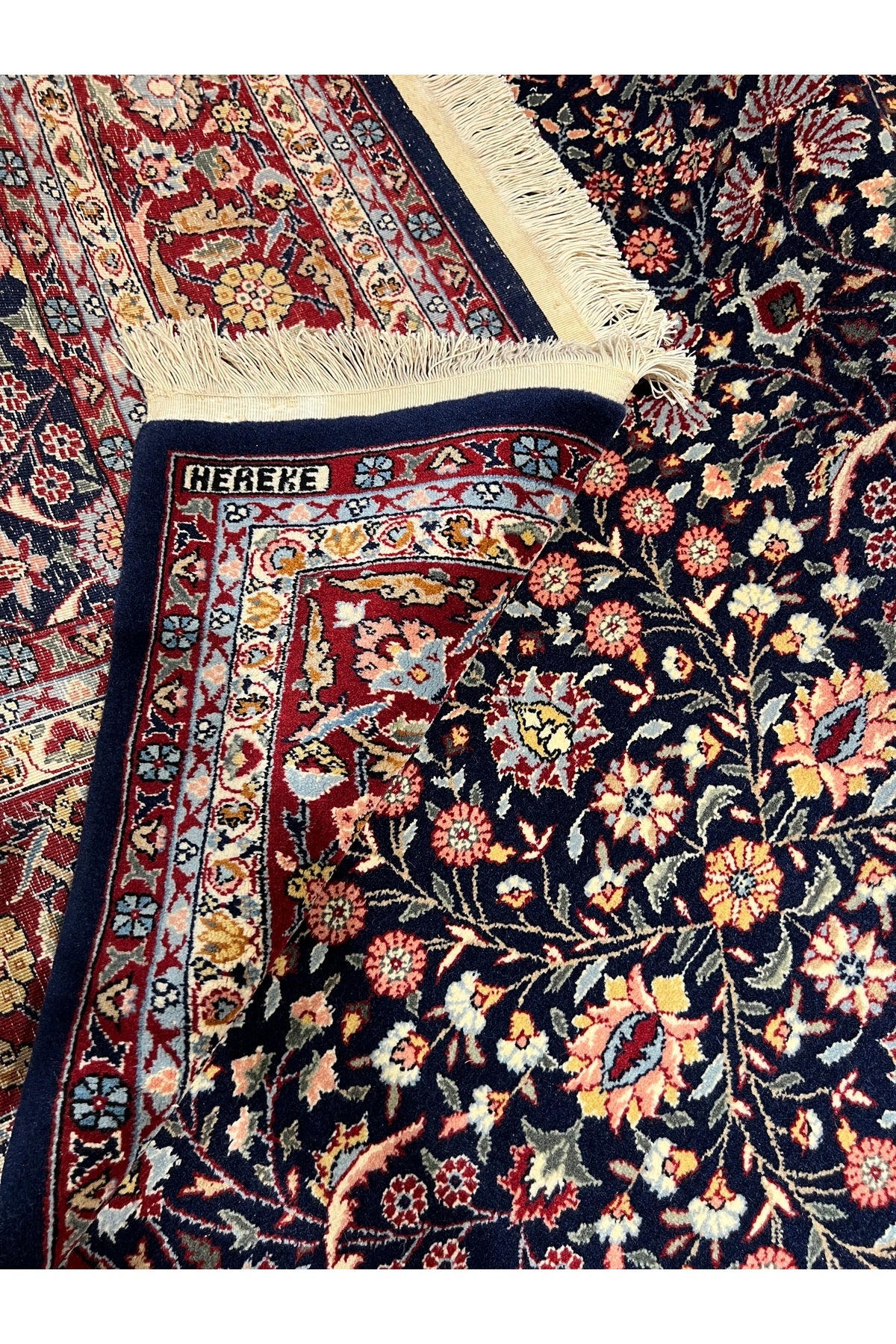RD RAMAZAN DAG Hand Rug Art Hand-Woven Hereke Rug Signed Seven Mountains Flower Sumerbank Weave Collector Piece Size 300x200 - MALLTURK