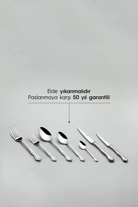 Nehir lalezar Satin 12 Place Setting 84 Piece deri Boxed Flatware Set - MALLTURK