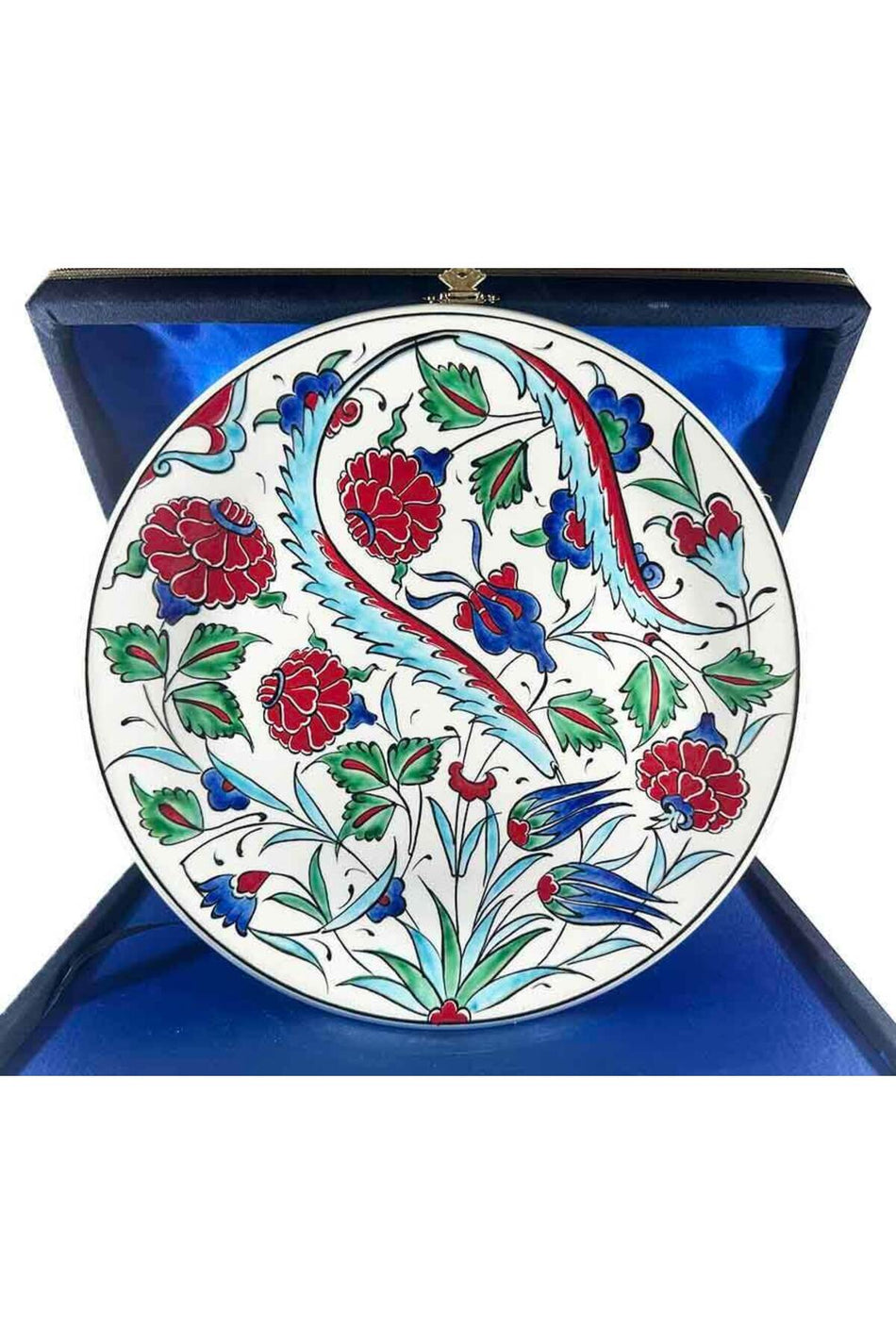 Cini Evi Cultural Gift Pomegranate and Blue Tulip Patterned Iznik Tile Plate - MALLTURK