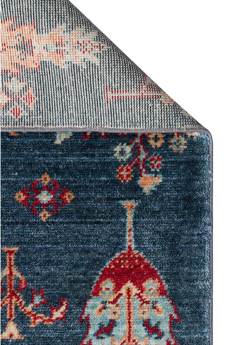 Eko Hali Zara Zr08 Navy Turquoise Authentic Patterned Modern Usak Carpet, Handcrafted on Special Looms. - MALLTURK