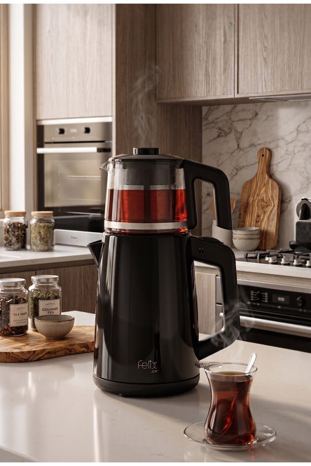 Arzum FL398 Felix Joy Tea Maker, 1 L Glass Teapot, Automatic Shut-off, Black - MALLTURK