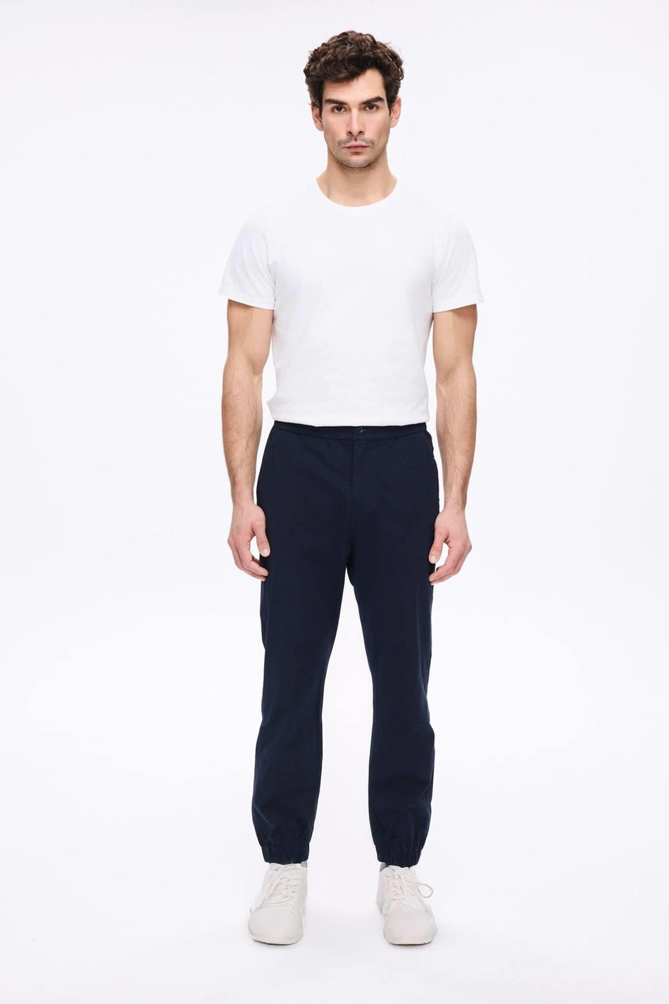 Men's Navy Blue Jogger Pants with Elastic Waist and Cuffs (4023)