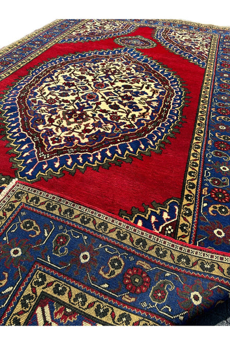 BURAK Rug Hand-Woven ISIKLAR Rug 220X390 Navy Red 8,5 M2 Large Living Room Rug - MALLTURK