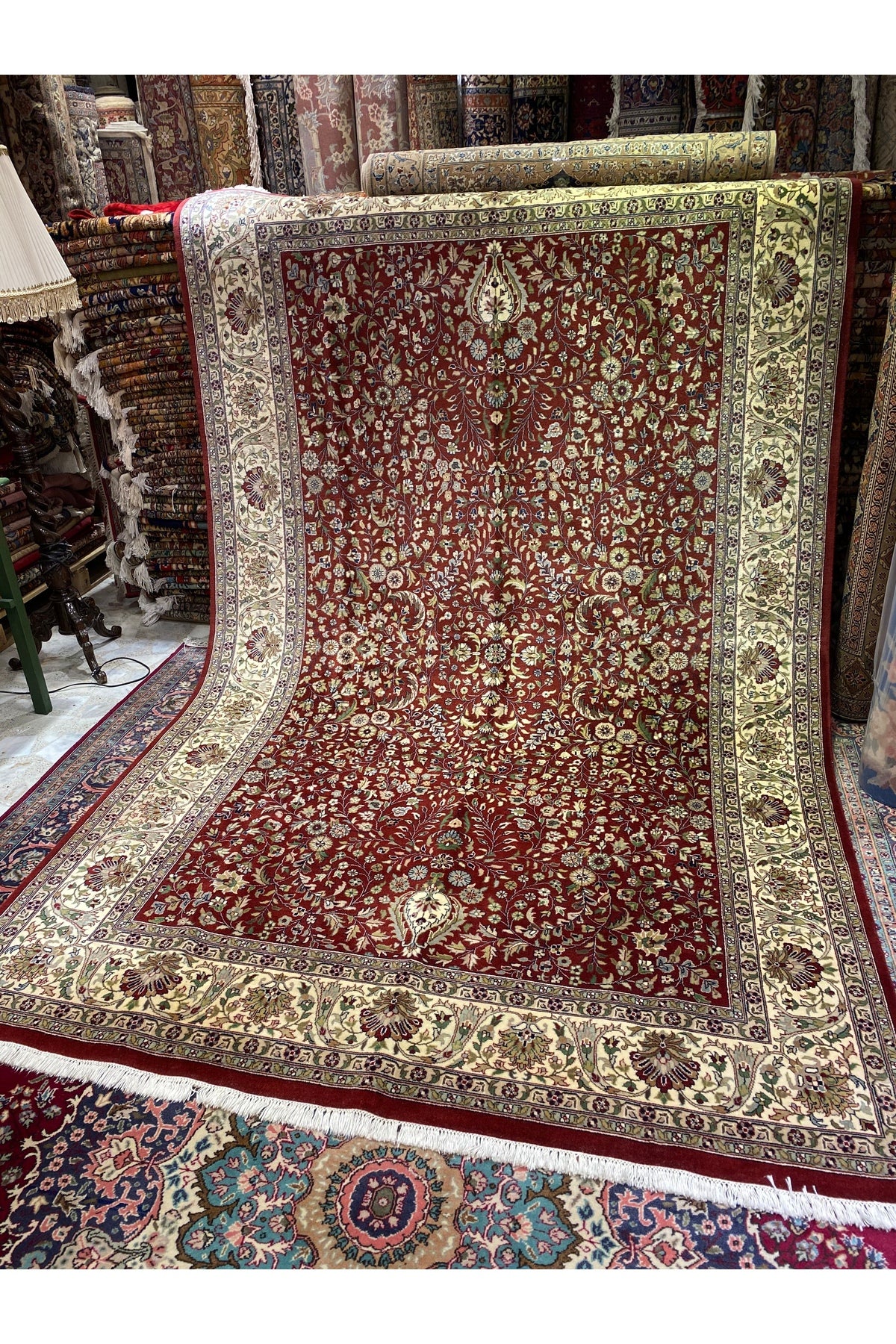 RD RAMAZAN DAG Hand Rug Art Hand-Woven Indian Hereke Rug Cotton Fringe with New Zealand Wool Woven Size 3x2 - MALLTURK