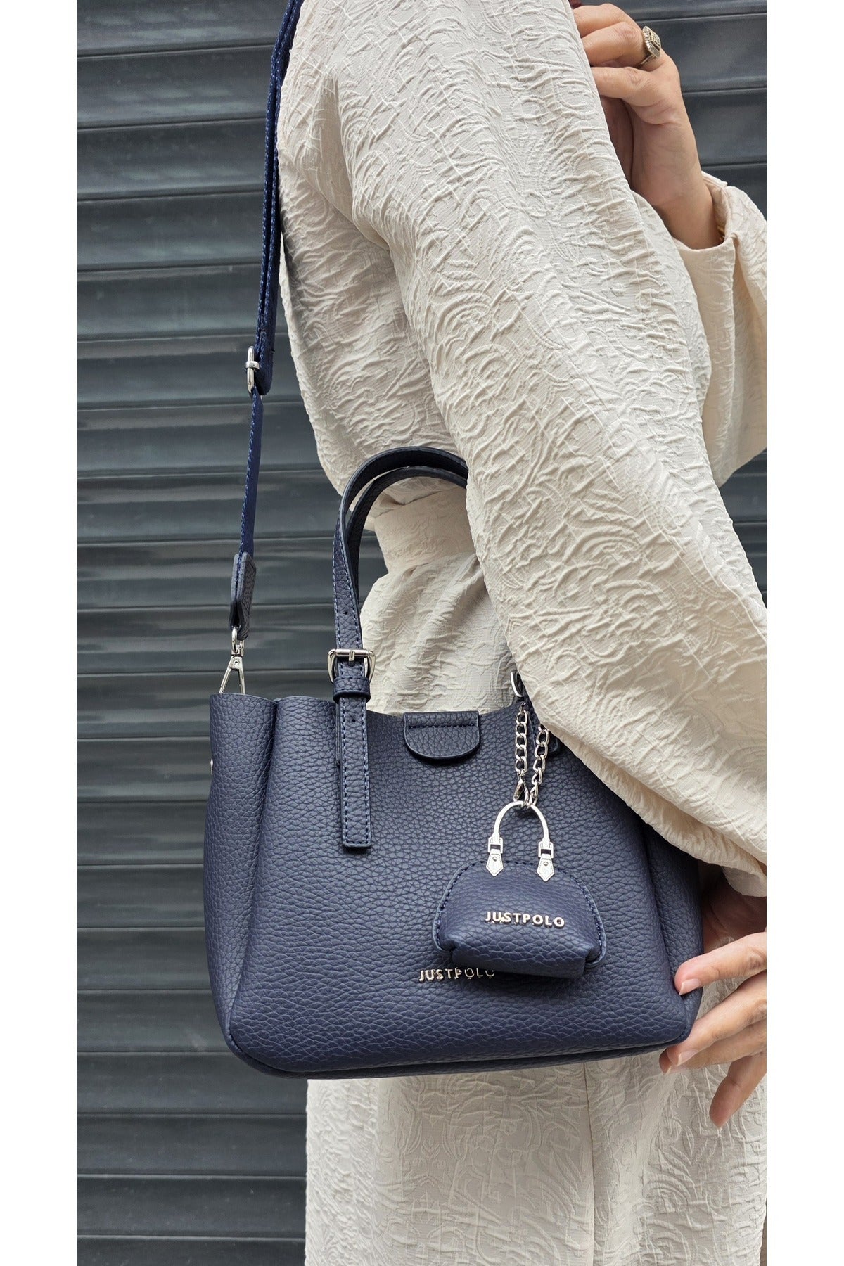 Just Polo Women's New Season 3-Compartment Luxury Soft Leather Adjustable Crossbody Stylish Shoulder Bag Dark Blue - MALLTURK