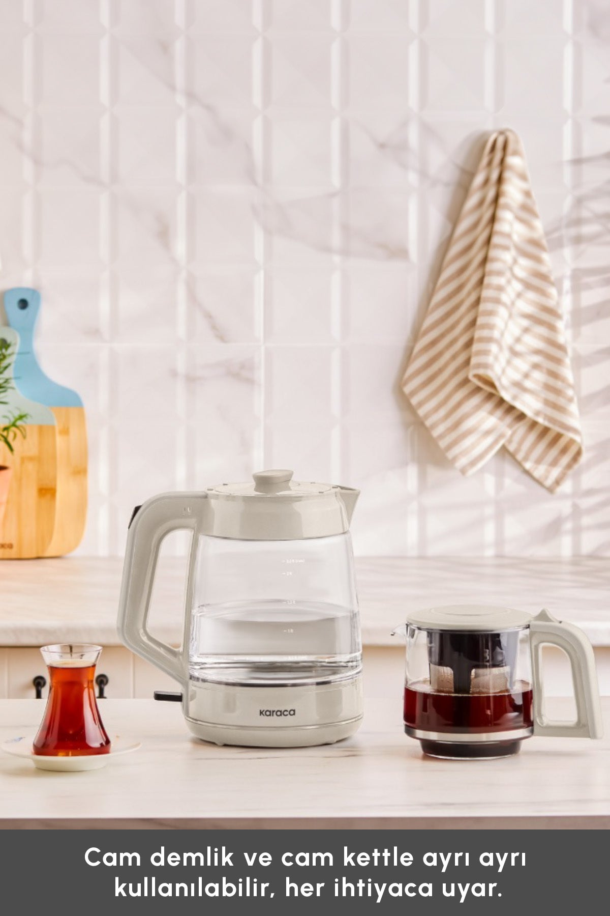 Karaca Glass Tea XL 2 in 1 Glass Tea Maker Starlight - MALLTURK