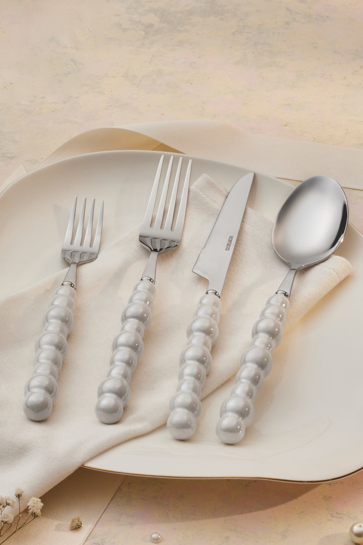 Karaca marin pearl 24 Piece 6 Place Setting Flatware Set - MALLTURK