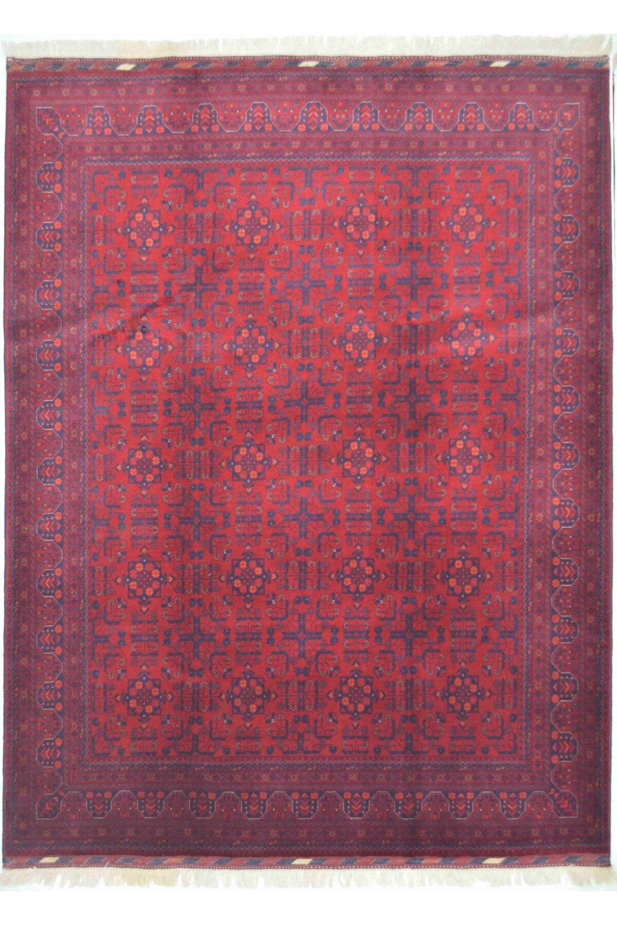 Handmade Wool Fringed Kashmir Hand-Woven Afghan Bilicik Rug 170x224 cm (3.80 m2)