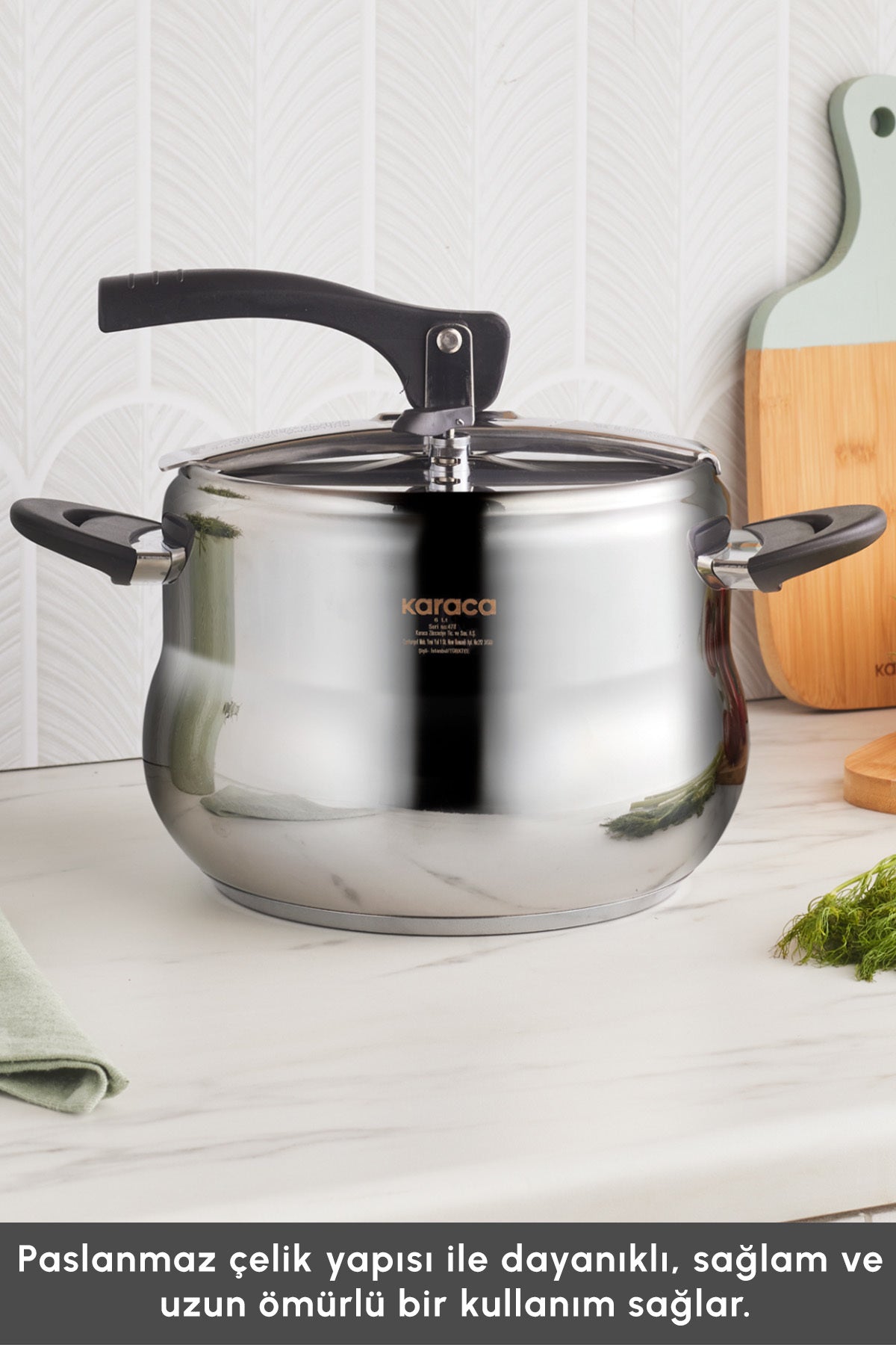 Karaca Retro Stainless Steel induction Base Pressure Cooker 6 Lt - MALLTURK