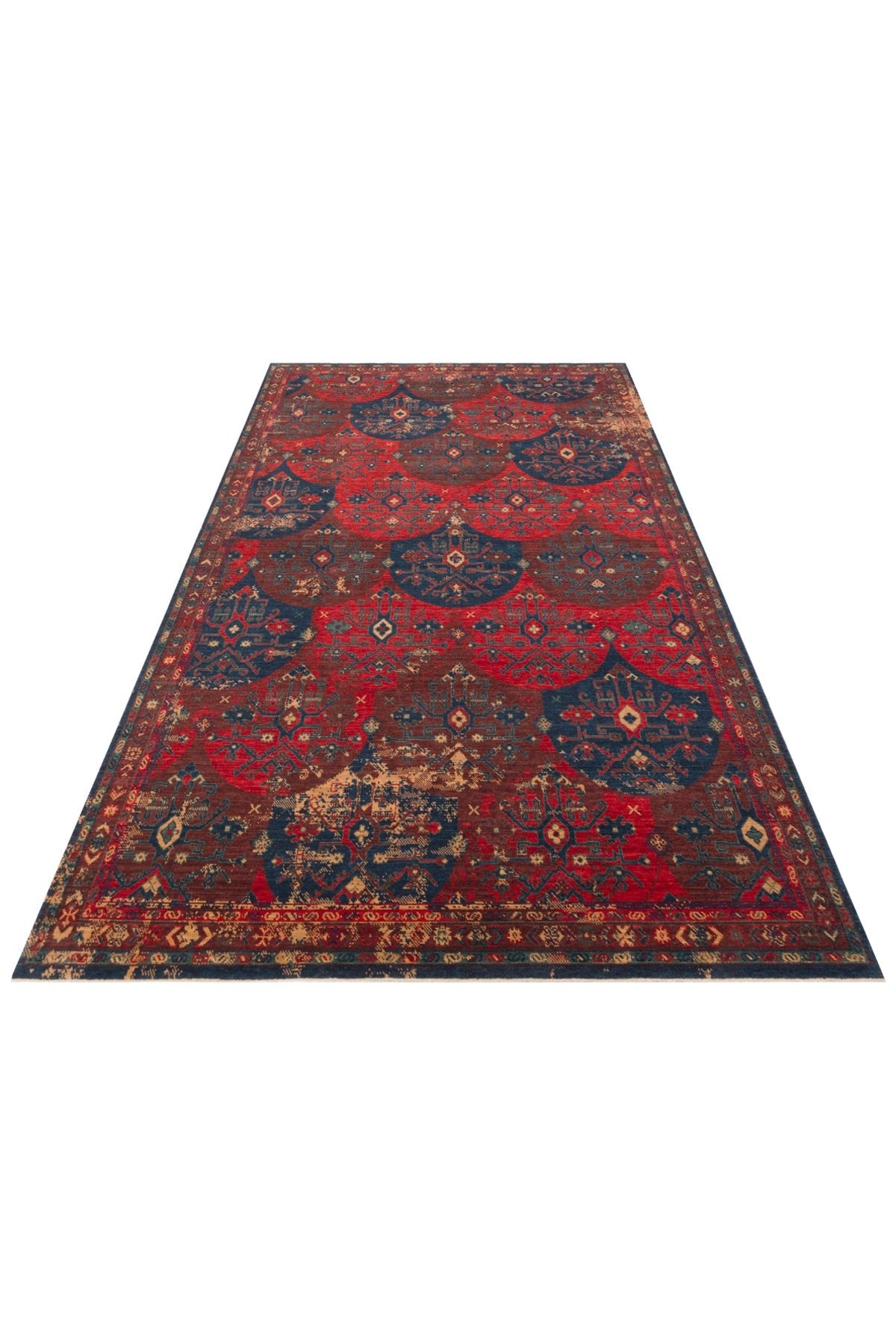 Nesem Rug Boutique Ekohali Kadim Kdm 02 Red Multy Anatolian Motifs Featuring New Zellanda Wool with Produced Handcrafted - MALLTURK
