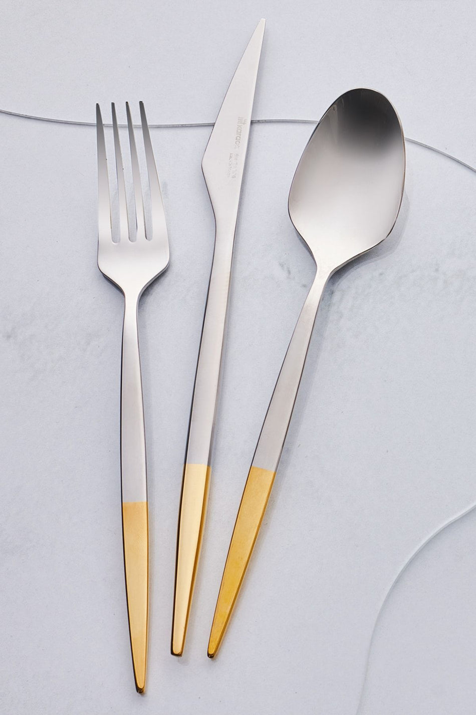 Karaca new thor 84 Piece 12 Place Setting elegance parlak gold sapli Boxed Flatware Set - MALLTURK