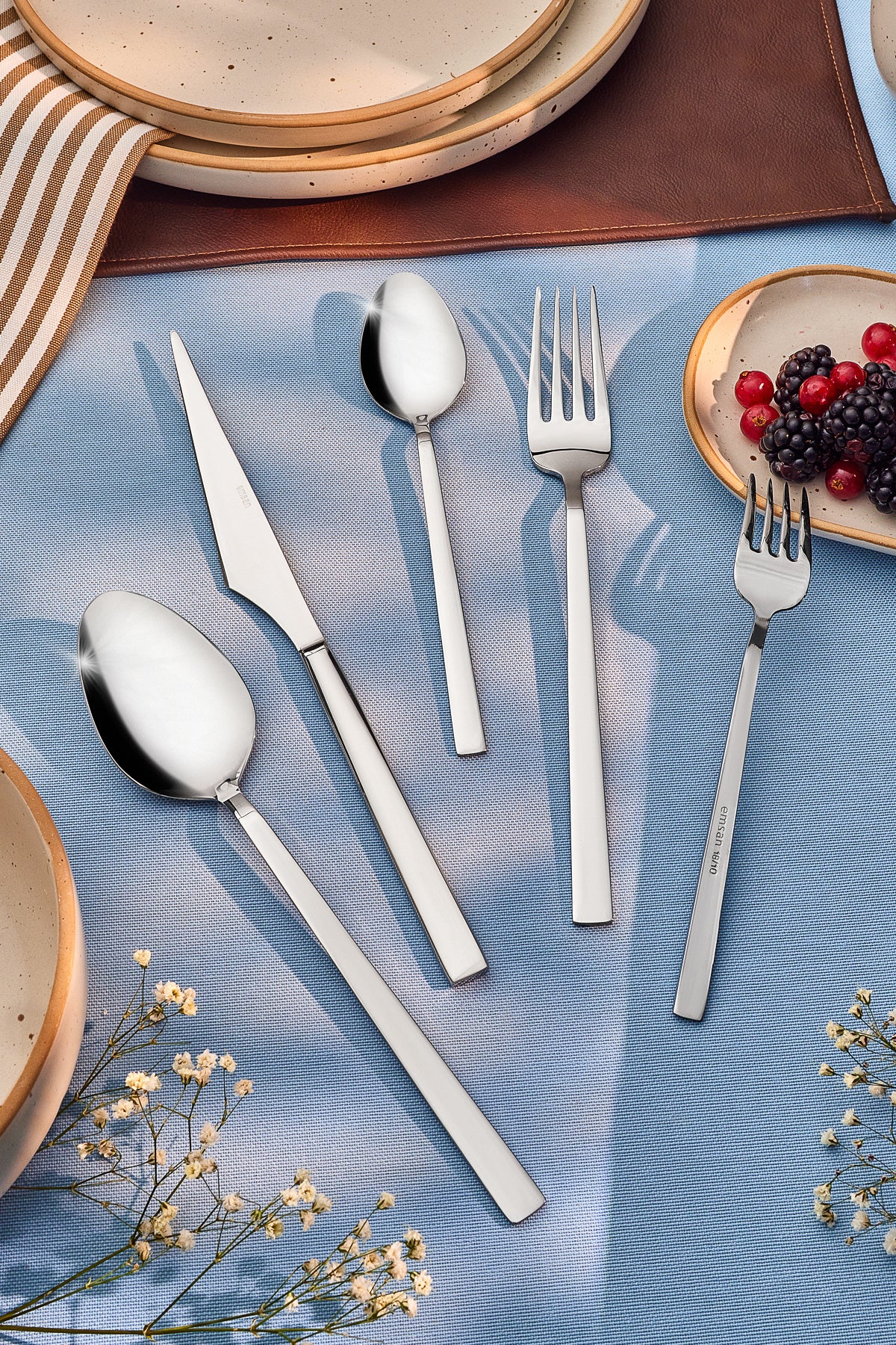 Emsan paradiso platin 12 Place Setting 60 Piece Flatware Set Boxed - MALLTURK