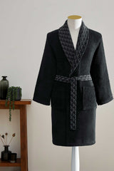 Ozdilek Diagonal Waffle Shawl Collar Bathrobe - MALLTURK