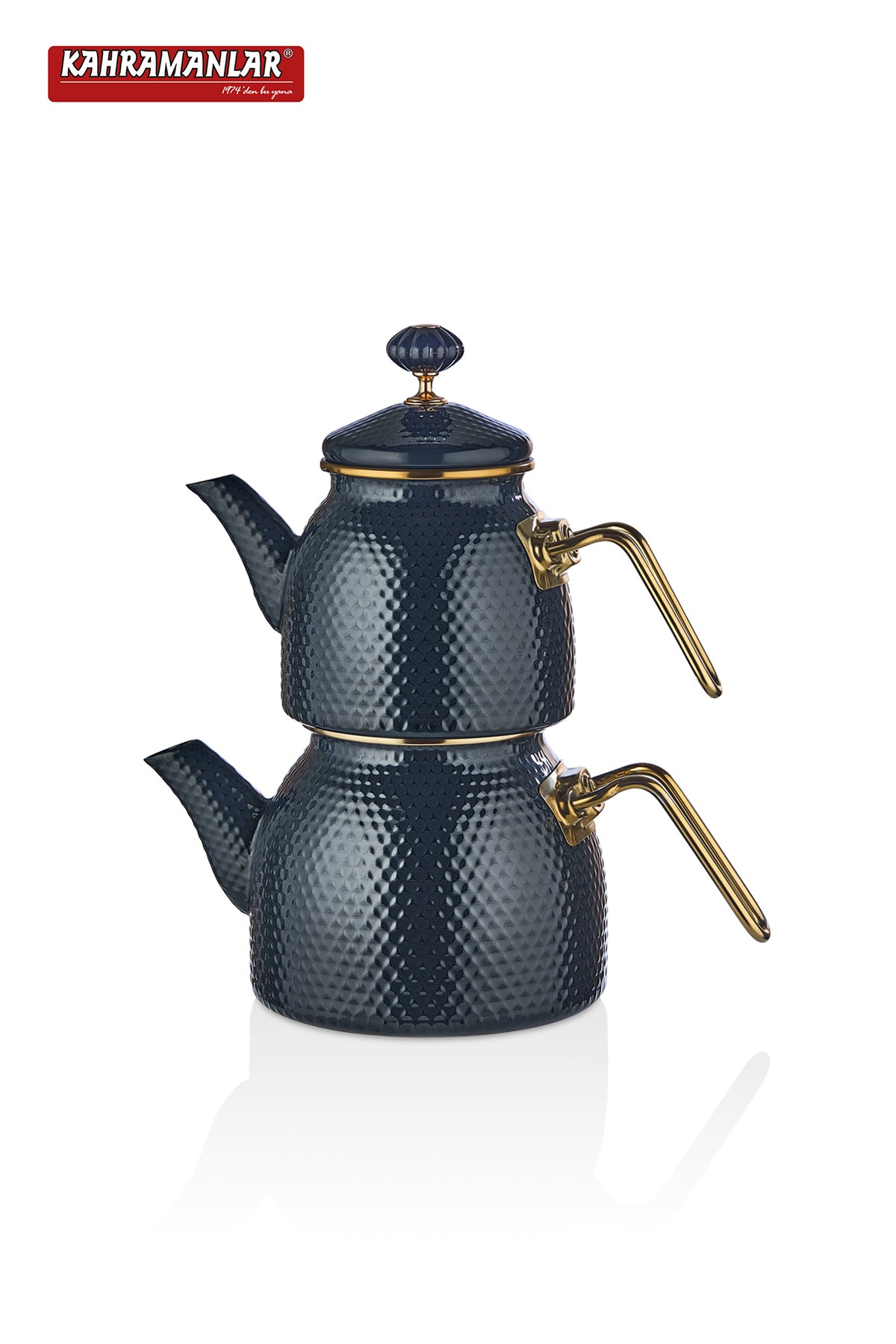 Kahramanlar Prime Anthracite Enamel Teapot Set - MALLTURK