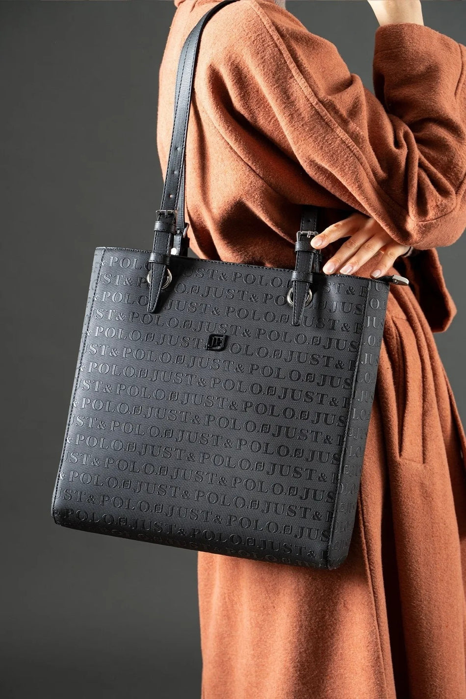 Just Polo Women's Embossed Large Shoulder Bag 4067MH - MALLTURK