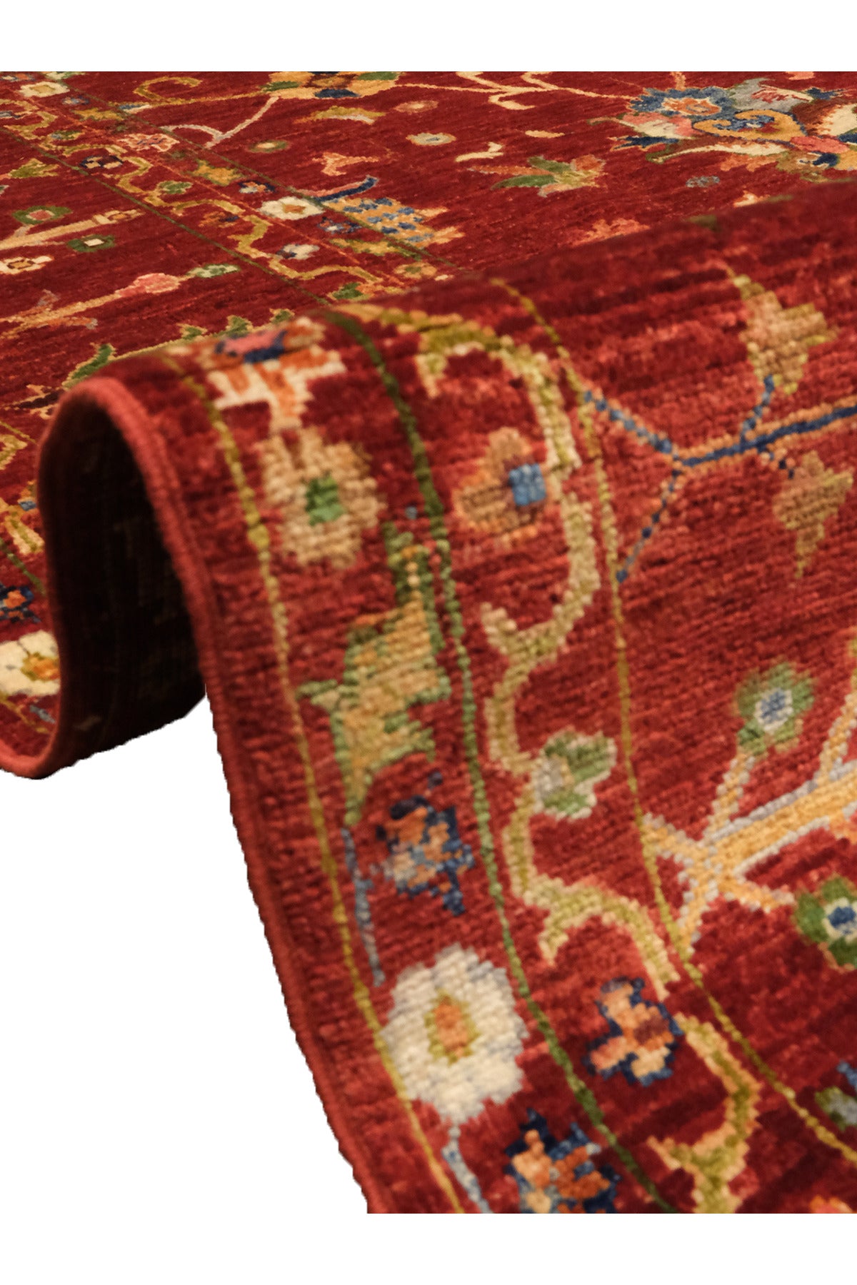 Vog Rug Sultani Handcrafted Red Anatolian Pattern Pattern Fringed Modern and Traditional Living Room Rug