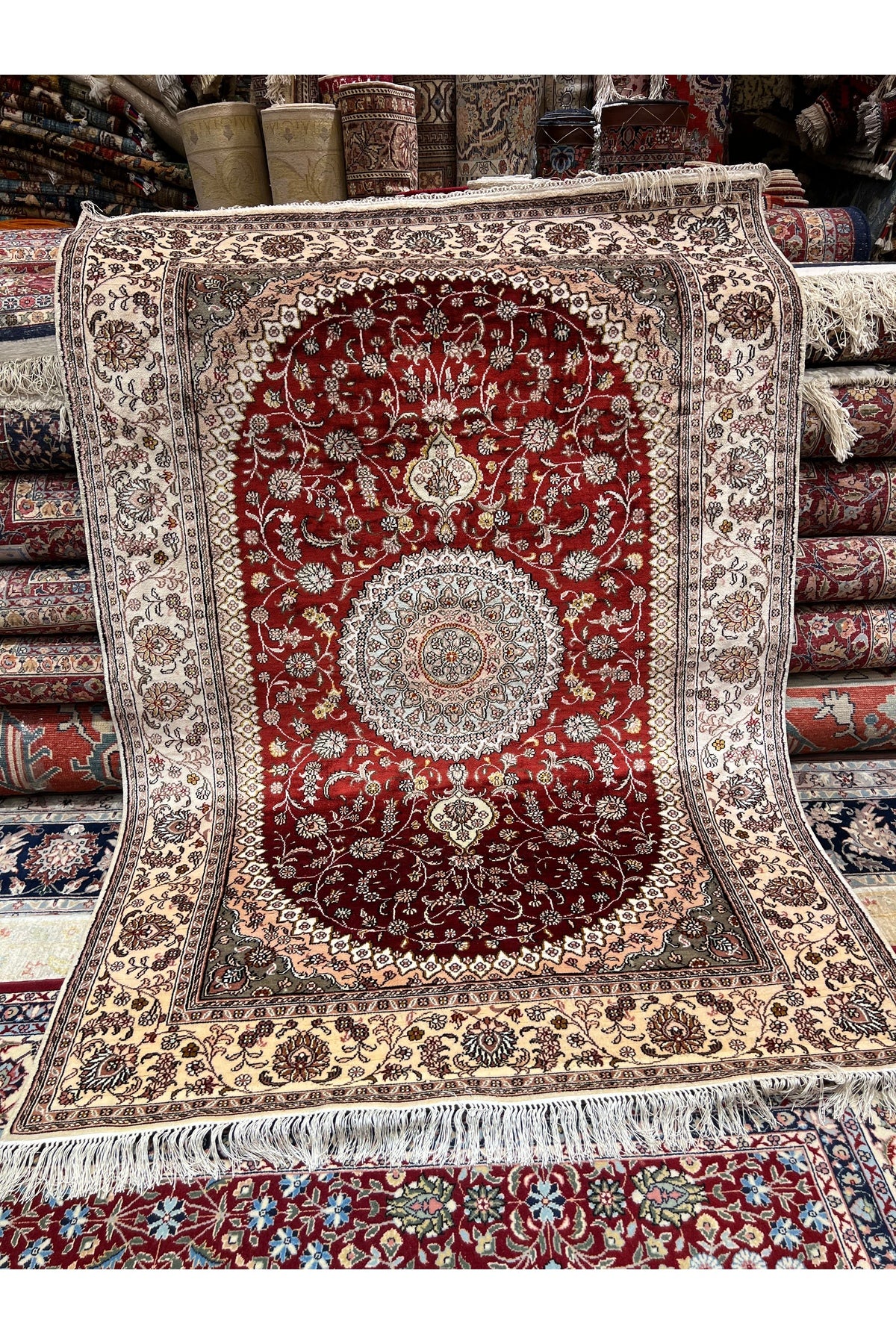 RD RAMAZAN DAG Hand Rug Art Hand-Woven Chinese Silk Rug 1.90x120