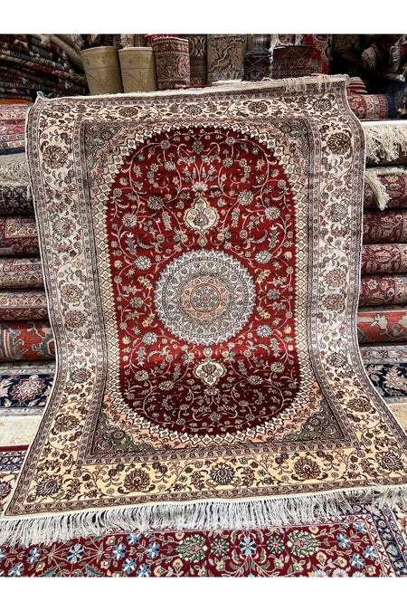 RD RAMAZAN DAG Hand Rug Art Hand-Woven Chinese Silk Rug 1.90x120
