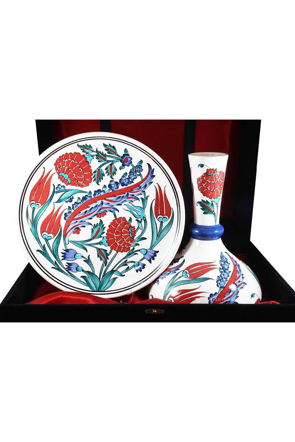 Cini Evi VIP Wedding Gift Iznik Ceramic Vase and Plate Set - MALLTURK