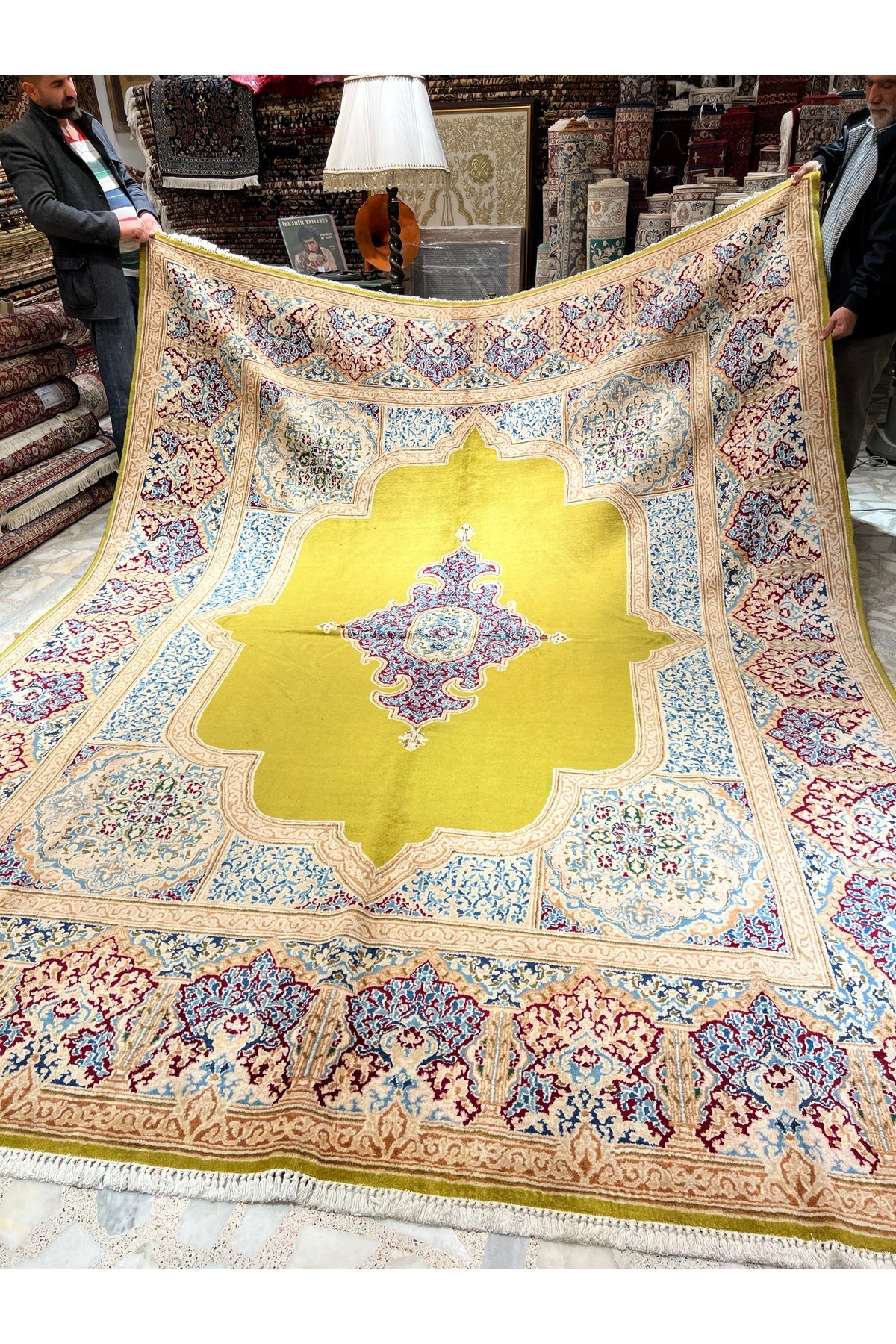 RD RAMAZAN DAG Hand Rug Art Hand-Woven Iranian Kirman Laver Rug Premium Quality Ince Weave Natural Dye Size 370x270 - MALLTURK