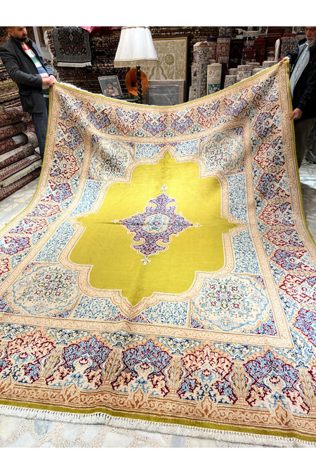 RD RAMAZAN DAG Hand Rug Art Hand-Woven Iranian Kirman Laver Rug Premium Quality Ince Weave Natural Dye Size 370x270 - MALLTURK