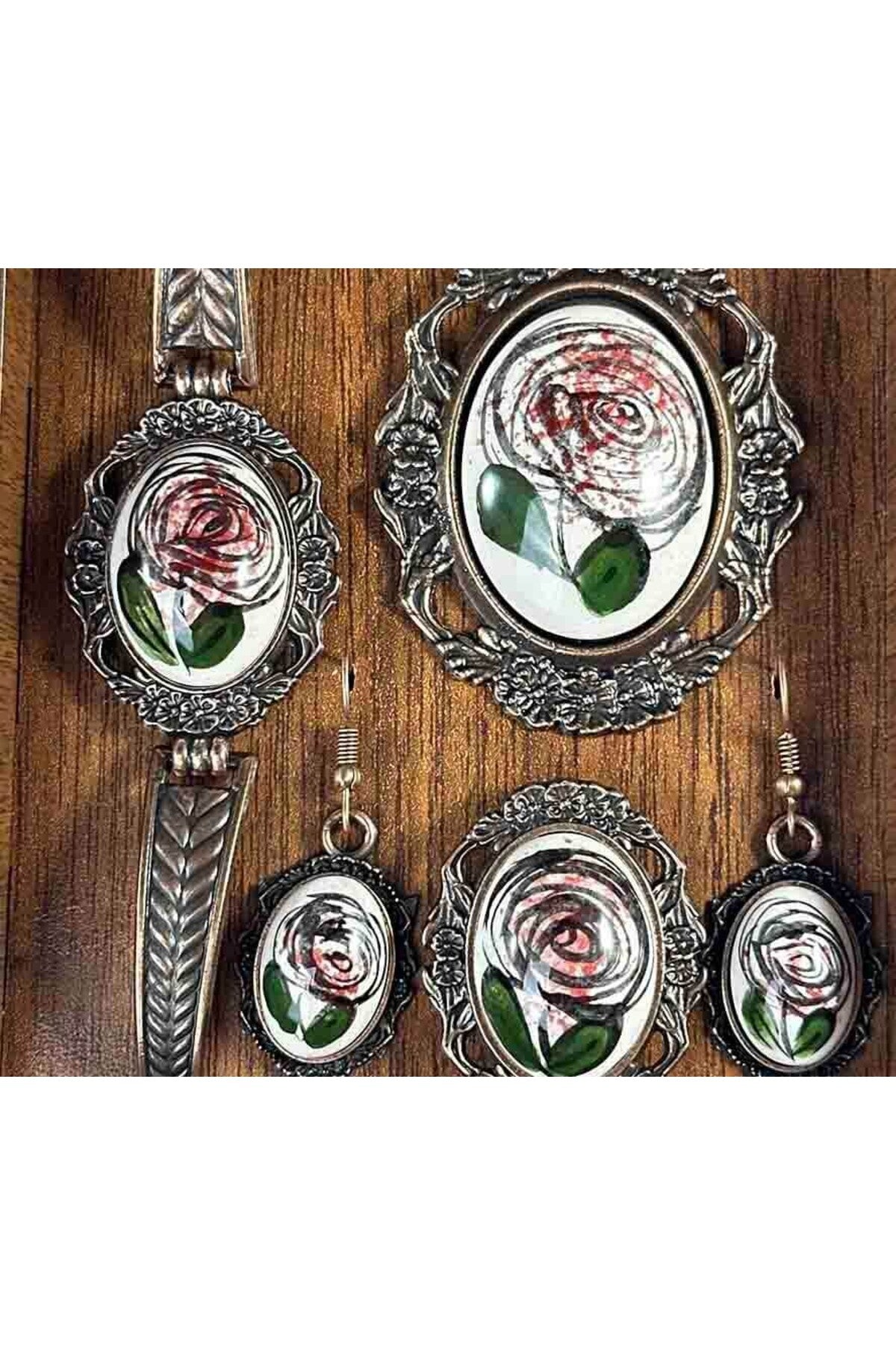 Cini Evi Sonsuz Ask Gulu Iznik Tile Jewelry Set - MALLTURK