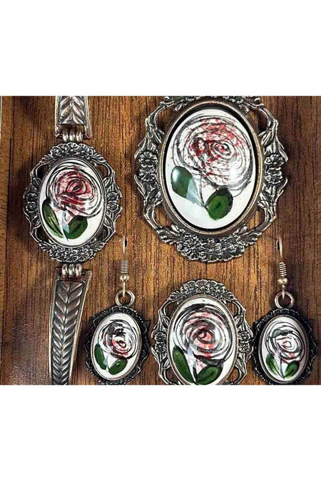 Cini Evi Sonsuz Ask Gulu Iznik Tile Jewelry Set - MALLTURK