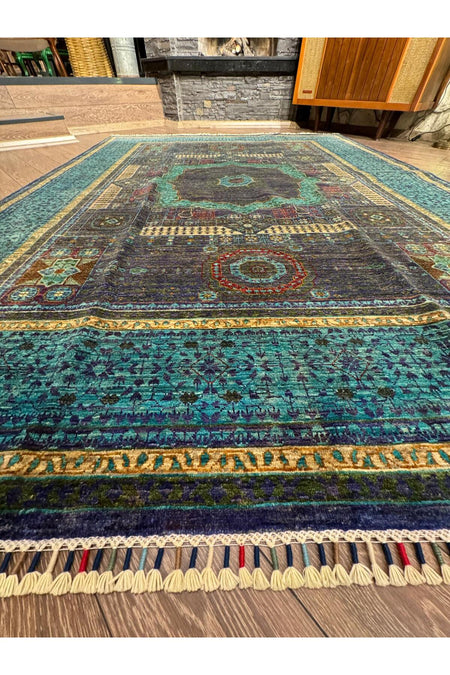Rustikev Afgan Hand-Woven Memluk Rug 186 x 252 - MALLTURK