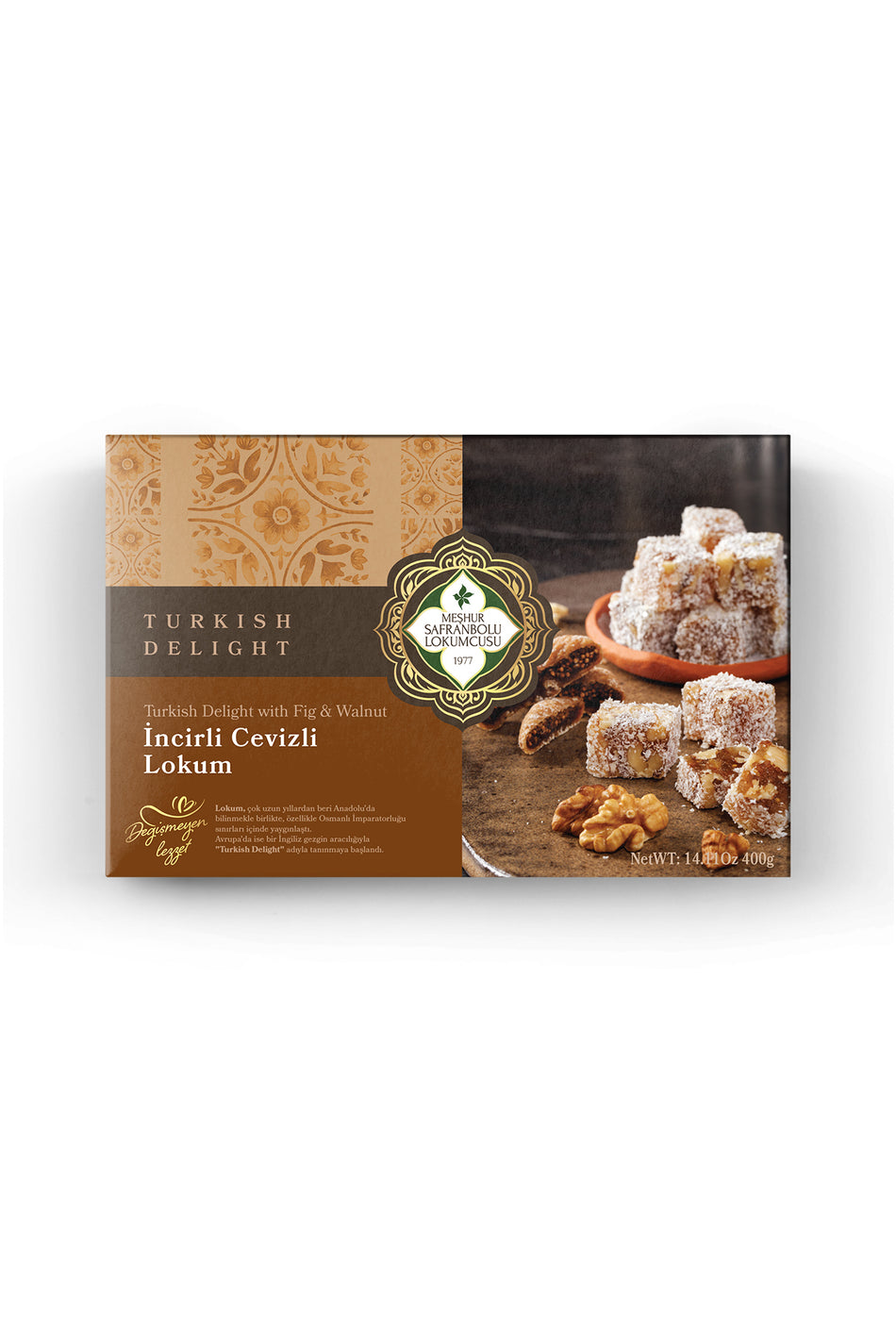 MESHUR safranbolu lokumcusu incirli Walnut Turkish Delight 400 g - MALLTURK