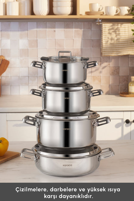 Karaca Powersteel 316+ Alberta Induction Compatible 8 Piece Cookware Set - MALLTURK