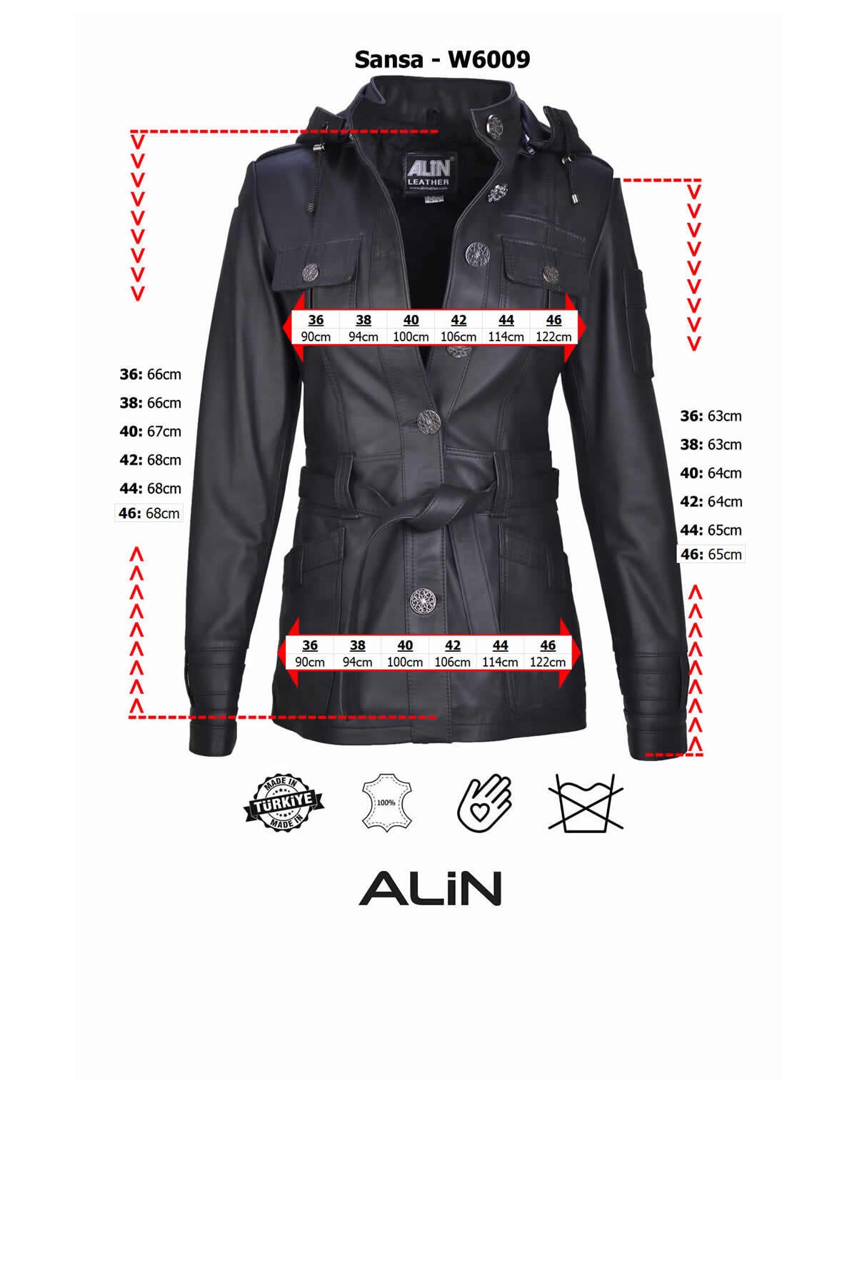ALIN Sansa Women's Genuine Leather Hooded Belted Leather Jacket Brown - MALLTURK